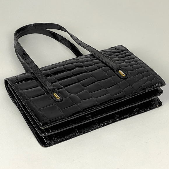 Dior Christian Logo Leather Black  Embossed Handbag - Picture 1 of 6